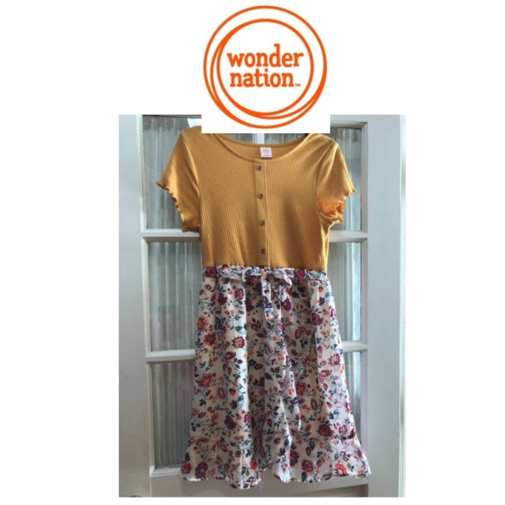 Wonder Nation wrap dress with floral print skirt; girls' size XXL (18)